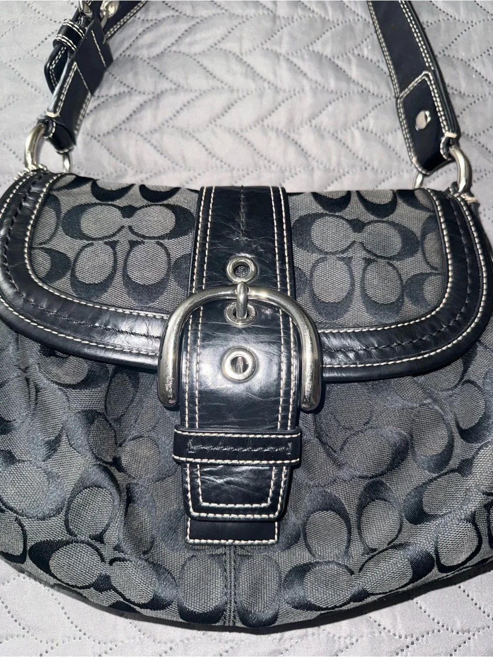 Coach Black SoHo Signature Canvas Shoulder Bag